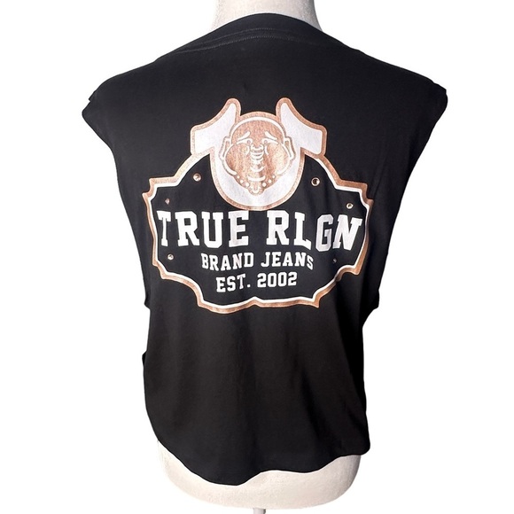 NWT Trueโ Religion Boxy TRBJ Tank with Lucky Horseshoe & Buddha Graphic - Picture 3 of 12